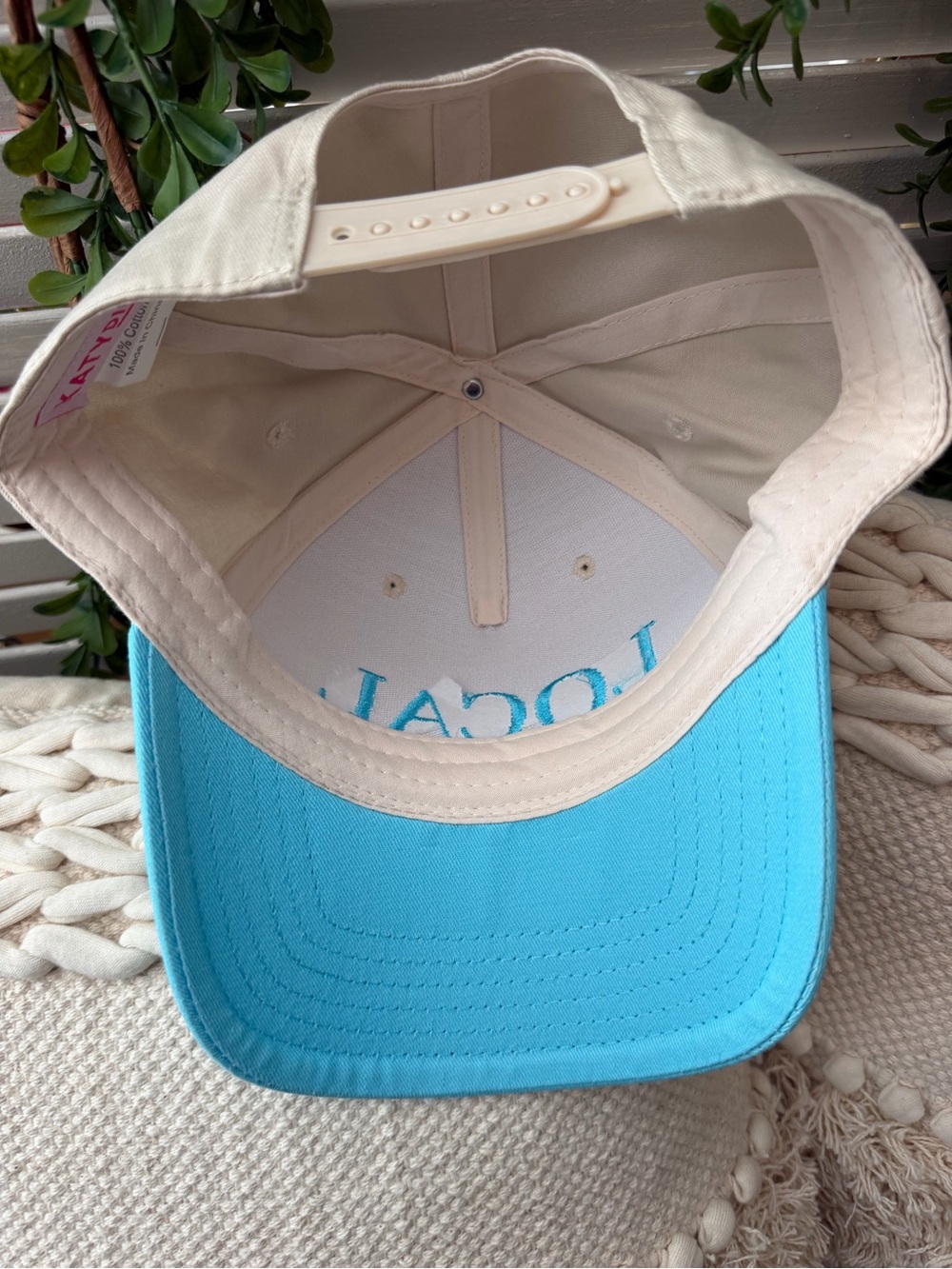 Katydid Two-Tone Cream and Bright Blue "LOCAL" Baseball Cap - Picture 2 of 2